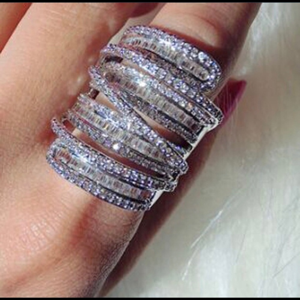 925 Silver Natural Gemstones White Sapphire Ring